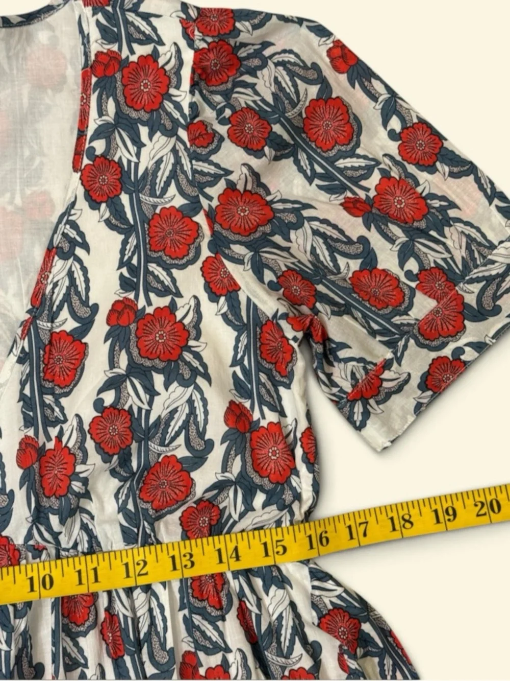 J.Crew Floral Cotton Maxi Dress Red Blue Tie Waist XS